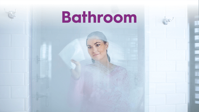 Using viva towels to wiping bathroom glasses